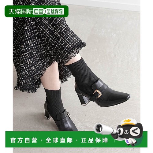 日本直邮RANDA 绗缝搭扣针织对接靴 RA041BW15029 黑色 女靴厚底