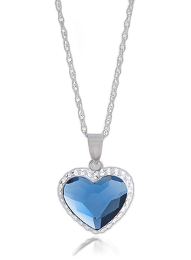 自营 max + stone纯银蓝白施华洛世奇水晶心形吊坠 - 蓝色 美国奥