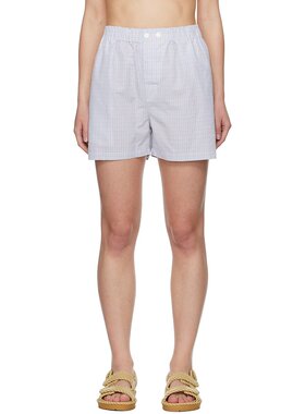 潮奢 Bottega Veneta 葆蝶家 女士 蓝色格纹短裤 770254V3ZB0