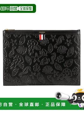 香港直邮Thom Browne 黑色图案压印中号手拿包 MAC084A06142条纹
