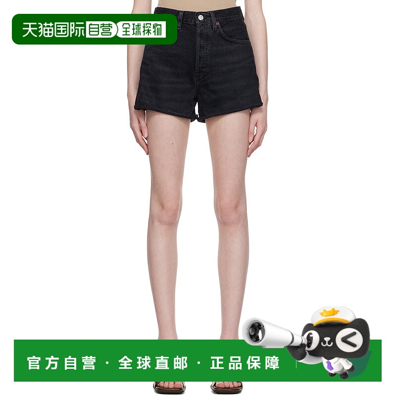 1h可退 香港直邮潮奢 AGOLDE 女士 黑色 Dee 牛仔短裤 A91261157