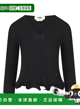 香港直邮FENDI 女士T恤 FS9741AVFE0 AW2025 黑色 Fendi V-Neck R