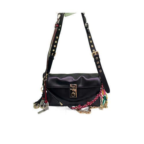 PRADA 女士斜挎包 1BD3782C6AVOO6F0002 CO 黑色 大号皮革单肩包