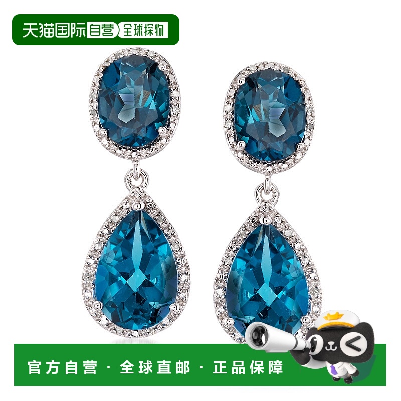 自营 Ross-Simons London Blue Topaz and . Diamond Drop Earrin