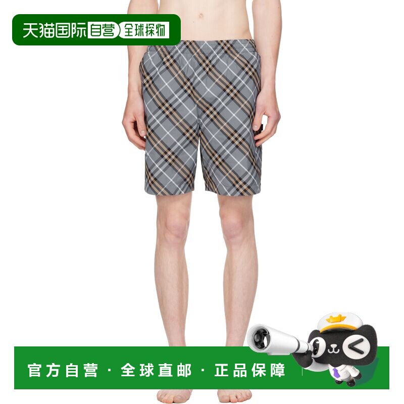 香港直邮Burberry 巴宝莉 男士 灰色格纹泳裤 8129011WAVEBLUEIPC