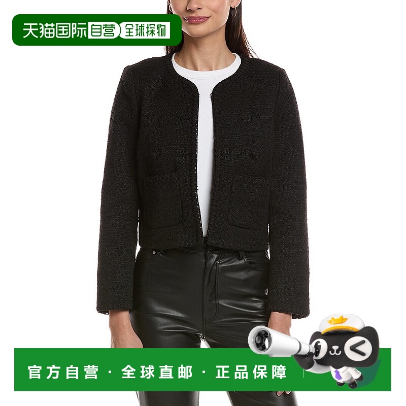 自营rag & bone Cheyenne Tweed Wool-Blend Jacket - black 美国