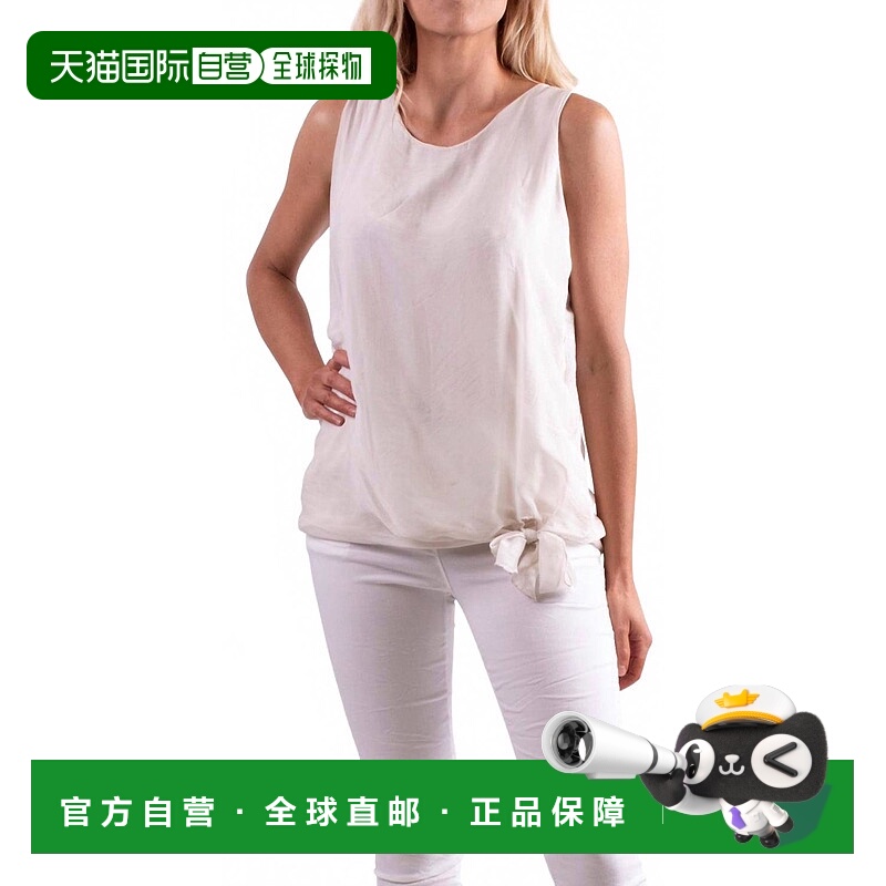 自营gigi modaPaola Scoop Neck Silk Tank Top In Cream - cream