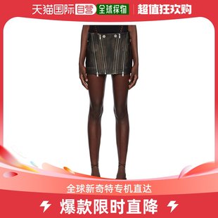 香港直邮潮奢 女士黑色拉链皮革短裙 Lee Dion