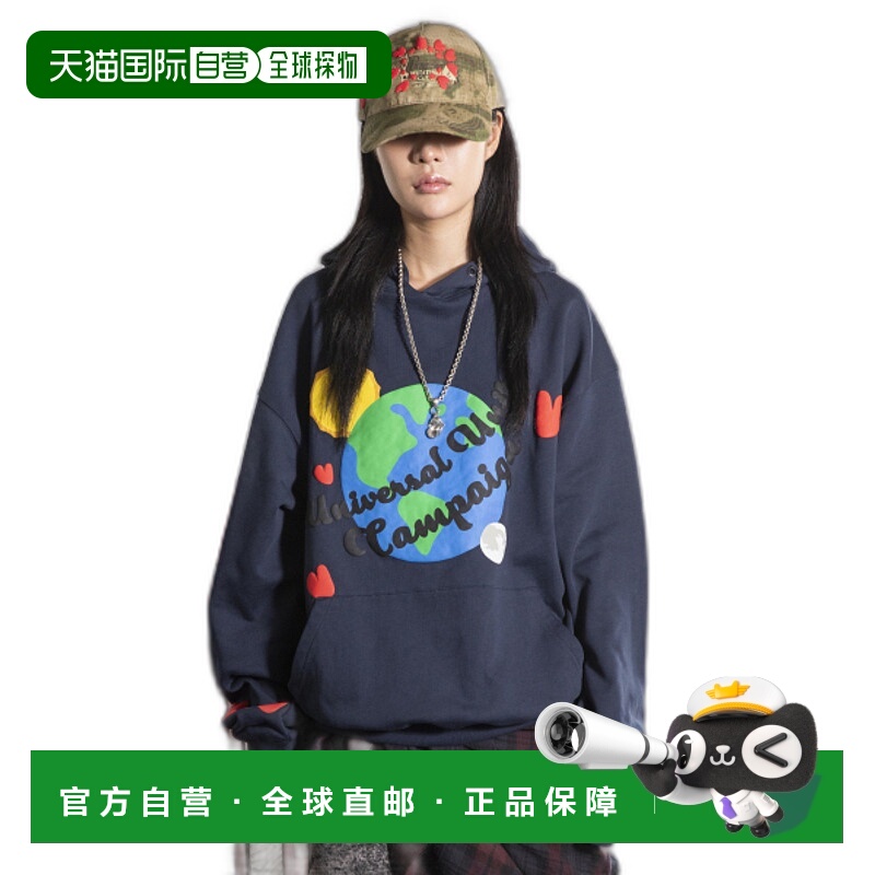 韩国直邮GLACK 女士连帽衫GHD010NV纯棉休闲时尚潮流百搭 高级感