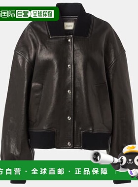 1h可退 香港直邮潮奢 KHAITE 女士 Spence 皮革短夹克 black黑色