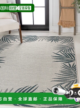 自营 jonathan yIsla Coastal Cottage 棕榈叶边框蓝色/奶油色室/