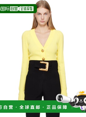 香港直邮Balmain 巴尔曼 女士 黄色 Buttoned V-Neck Light Knit