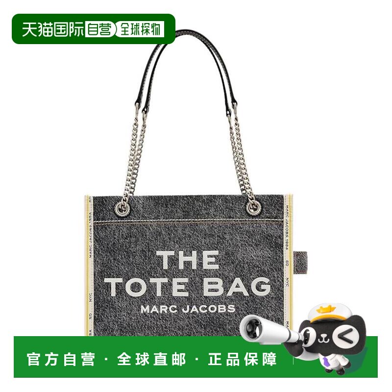 自营Marc Jacobs牛仔链中号托特包-黑色水洗-黑色 美国奥莱直发