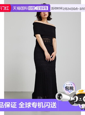 日本直邮Rienda 钩编针织短袜 BLK RI3465EW25421 黑色 短袜上衣