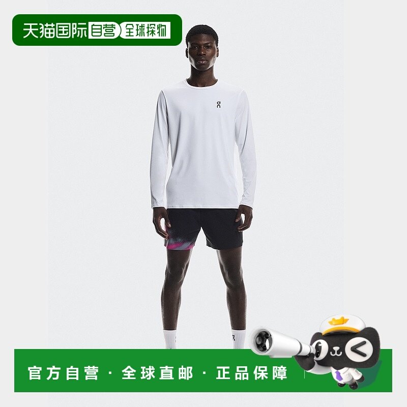 自营欧洲直邮On/昂跑 Court系列男士白色再生聚酯纤维logo标识长T
