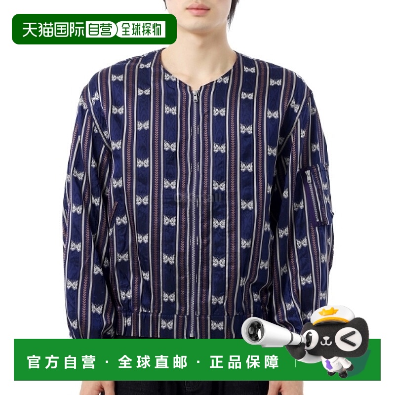 韩国直邮NEEDLES Line Crew 夹克 Papillon 条纹提花 - 海军蓝 (Q