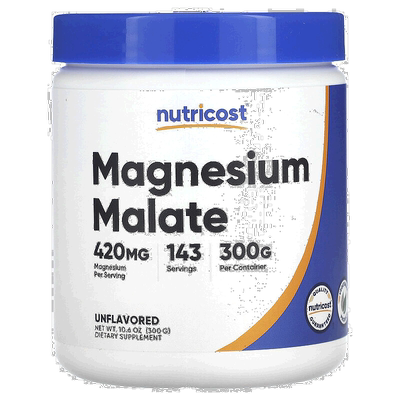 香港直发Nutricost苹果酸镁无麸质素食舒缓健体呵护心脏300g