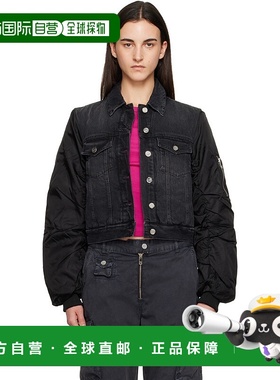 1h可退 香港直邮潮奢 GANNI 甘尼 女士 黑色 Rigid 牛仔夹克 J185