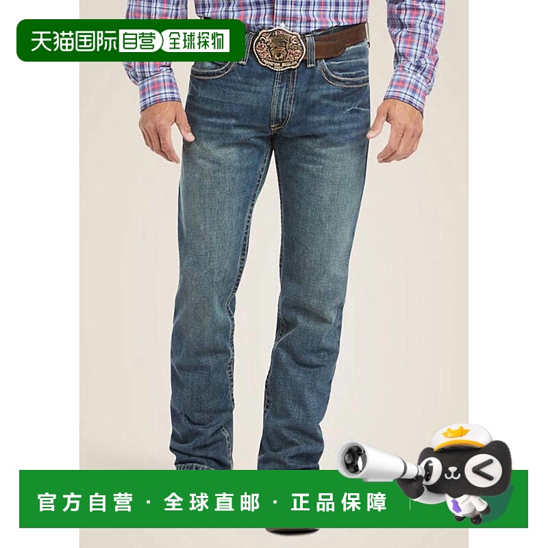 自营 ariat男式M4 Boundry Gulch靴子剪裁牛仔裤，蓝色 美国奥莱
