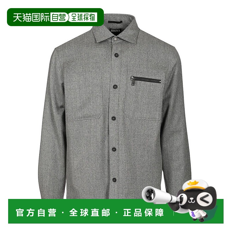 1h可退 香港直邮Zegna 杰尼亚 男士 拉鍊細節直下擺襯衫 UGV01A2S
