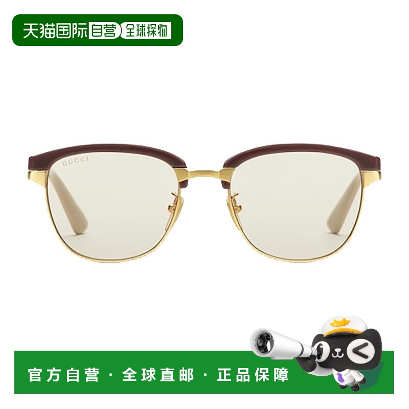 自营欧洲直邮Gucci/古驰 男士金色金属可换镜框矩形太阳眼镜太阳