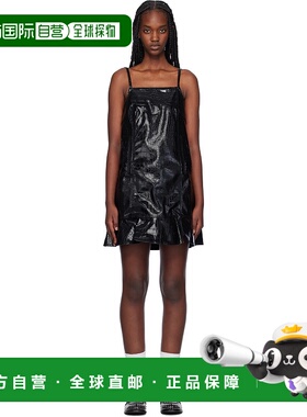 香港直邮潮奢 GANNI 甘尼 女士 黑色 Future Coated 合成皮革连衣