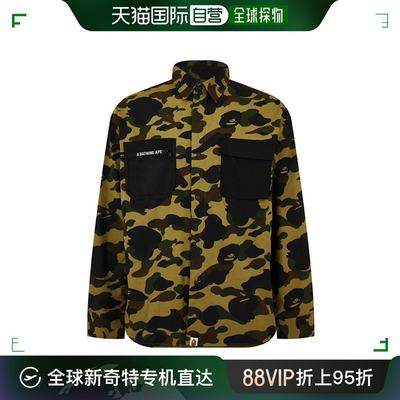 香港直邮潮奢 A Bathing Ape 猿人头 男士 1st 迷彩长袖衬衫