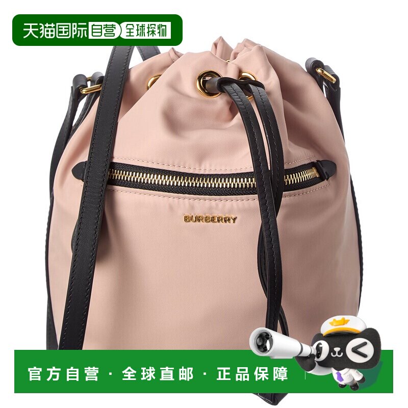 自营Burberry尼龙 & 皮革水桶包-粉红色 美国奥莱直发斜挎包