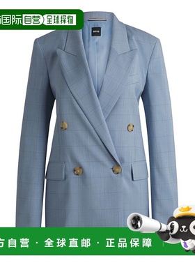 自营 bossRegular-fit suit jacket in checked wool - patterned