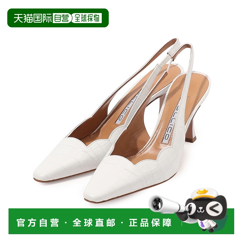 1h可退 日本直邮PELLICO 女士白色鳄鱼纹皮革露跟高跟凉鞋 330152