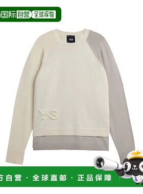 香港直邮Y-3 男士针织毛衣 KB4642WHITE AW2025 白色 LOGO-EMBOSS