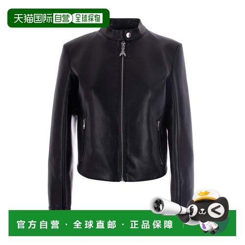 自营patrizia pepeCoated Fabric Biker Jacket - black 美国奥莱
