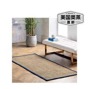 自营 nuLOOM Elijah Seagrass 带边境地区地毯 - 海军蓝 美国奥莱