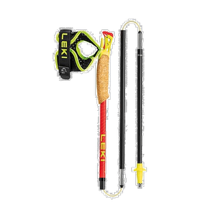 德国Leki冠军红色碳纤维折叠Z杖徒步杖登山杖（短木柄）户外