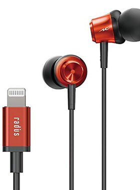 日本直邮radius 密闭型iPhone用有线入耳式耳机 HP-NEL11R (红色)