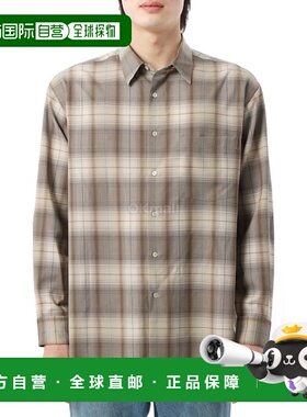 韩国直邮AURALEE 轻羊毛格纹衬衫 灰棕色格纹 (A25SS01LC) 长袖衬