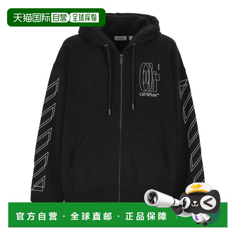 香港直邮off-white 男士 米白黑色毛线衫 44MBE015S26F002001帽衫