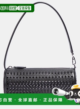 1h可退 香港直邮Alaia 女士 圆筒穿孔皮革肩包 black黑色 舒适时