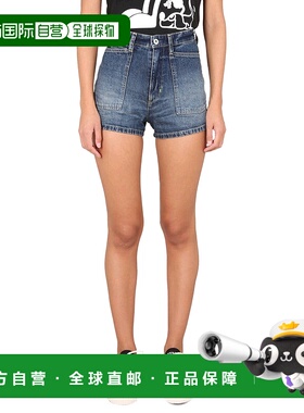 香港直邮KENZO 女士短裤 FD52DS2246B2DD AW2023 蓝色 徽标牛仔短