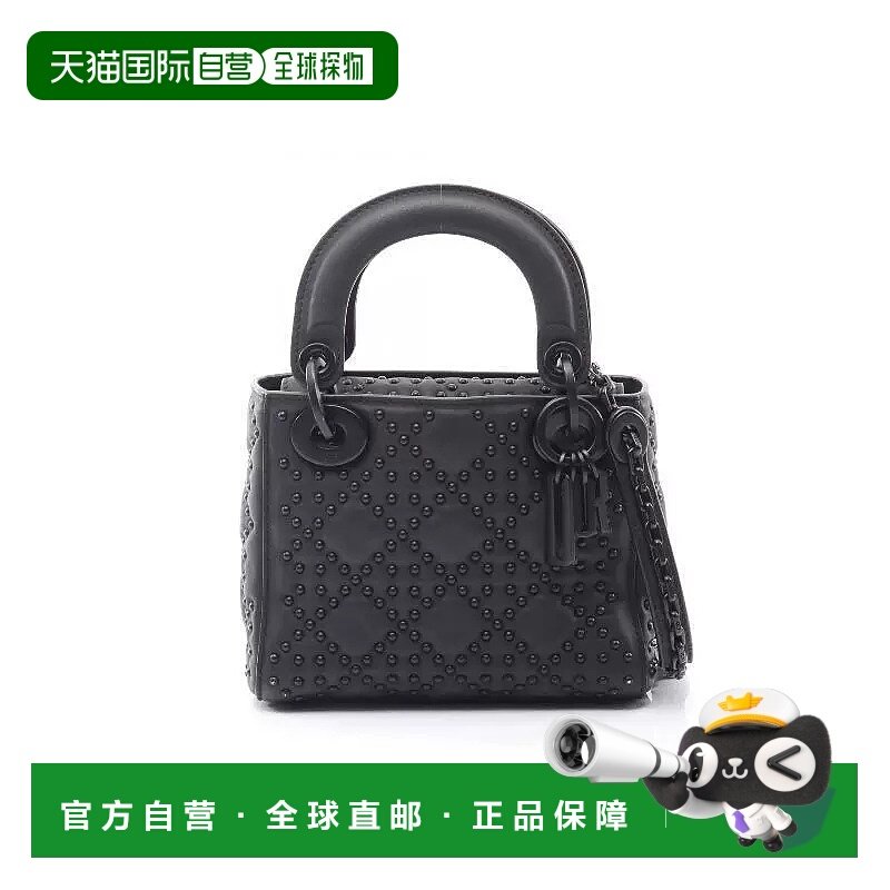 日本直邮中古Dior迪奥女包A级95新Lady Dior戴妃包羊皮斜挎包黑色