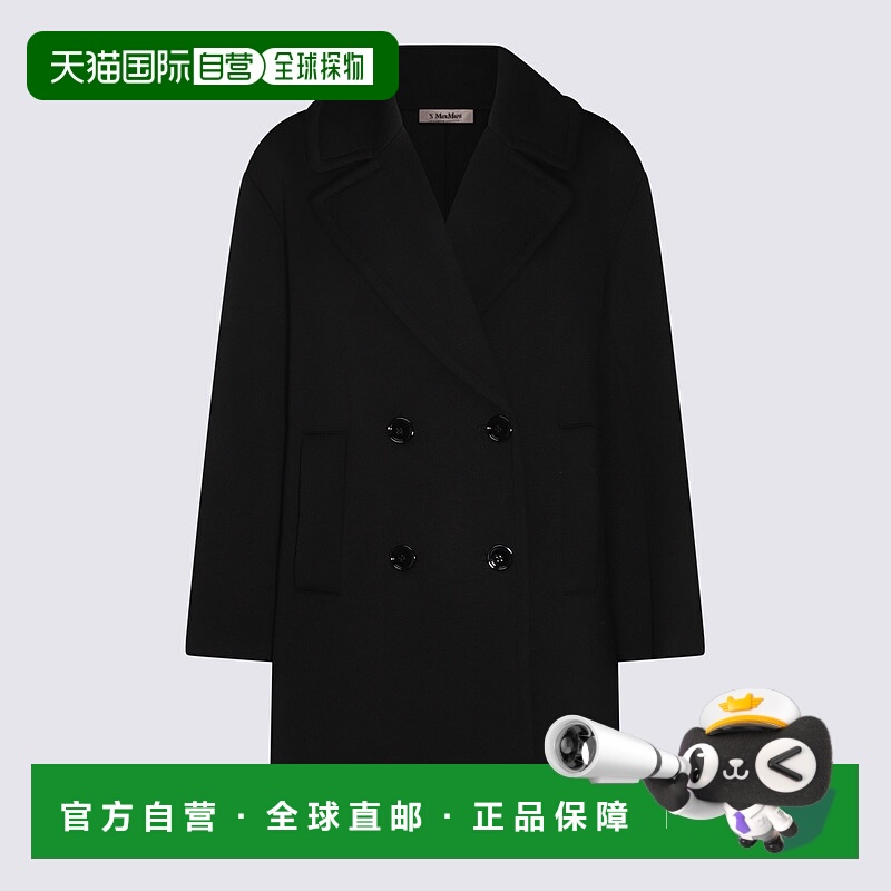 自营 【1小时可退】s max mara 女士黑色时尚双排扣短款大衣夹克
