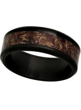 美国直邮Macy'S男士戒指迷彩镶嵌不锈钢婚戒复古经典简约休闲