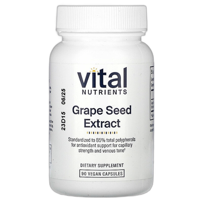 香港直邮Vital Nutrients,葡萄籽提取物，90 粒素食胶囊氧化酶