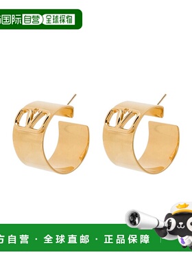 香港直邮VALENTINO 女士耳饰 WJ0I81METCS4 SS2021 金色 VLOGO耳