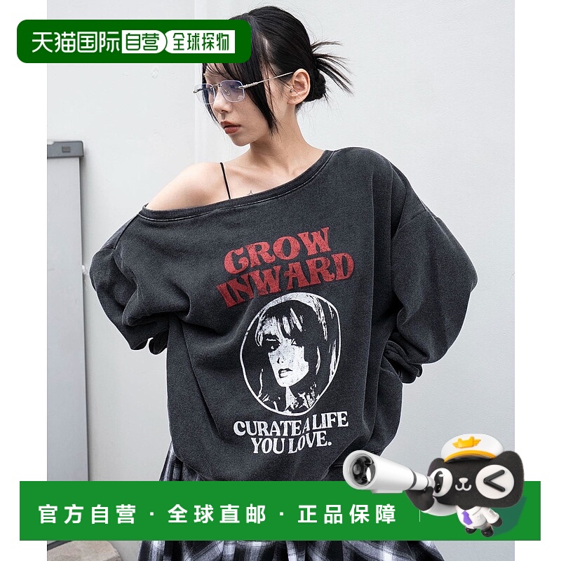 1h可退 日本直邮WEGO 女装 25秋冬 2WAY图形logo宽松连帽卫衣 WE2