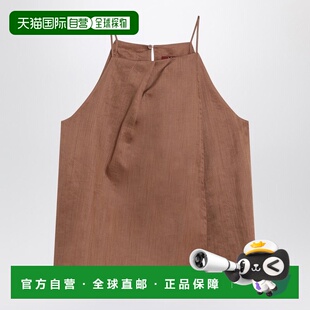 1h可退 香港直邮MaxMara 麦斯玛拉 女士 TOBACCO-COLOURED 苎麻薄