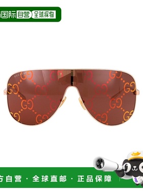 香港直邮潮奢 Gucci 古驰 女士 玫瑰金色 Mask 太阳镜 GG1436S