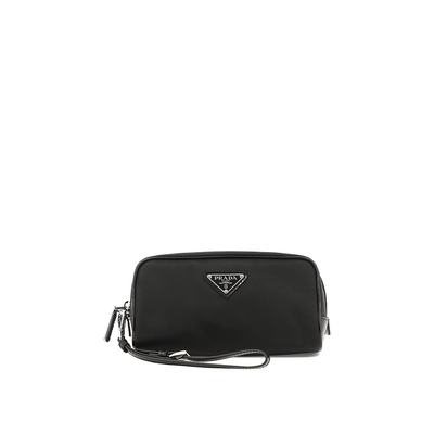 Prada 普拉达 男士 Re-Nylon and brushed leather pouch 手拿