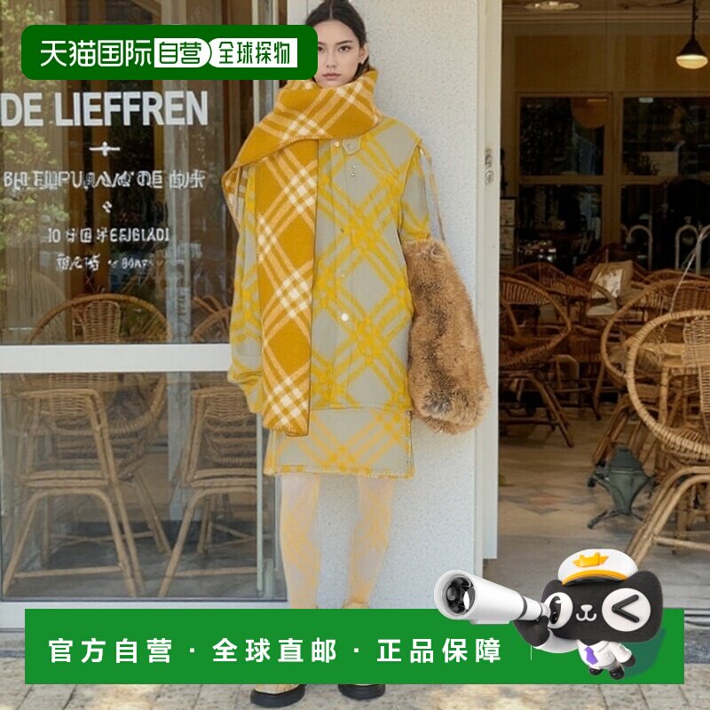 香港直邮BURBERRY 女士衬衫 80772741 CO 黄色 格纹羊毛混纺衬衫