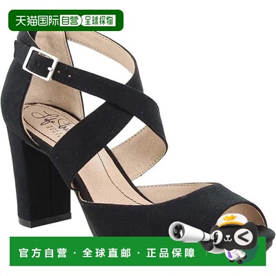 自营Women's LifeStride Allison Sandals Black Microsuede Peep